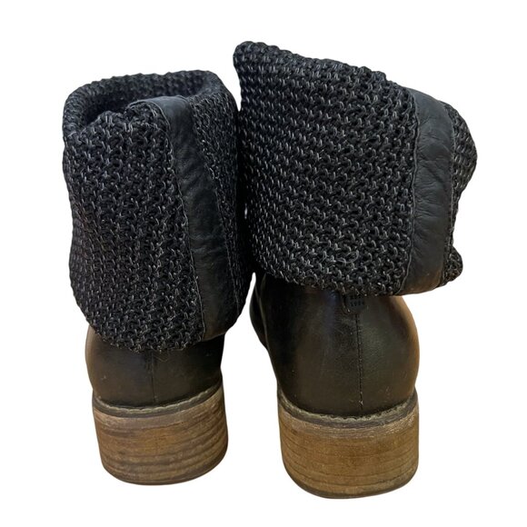 Rudsak Green Leather & Black Knit‎ Tall Boots With Fold-Down Cuffs Size 8 - Picture 9 of 12